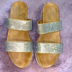 Platform rhinestone sandals